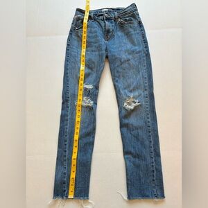Old Navy Blue Straight Leg Jeans with Distressed Details